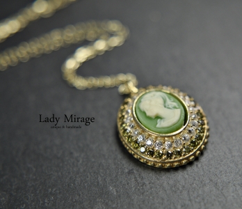 925 Sterling - Gemme - 14k Gold Plated - Vintage Necklace - Necklaces with Pendants - Green - Gift for Mother - Gold Necklace with Pendant